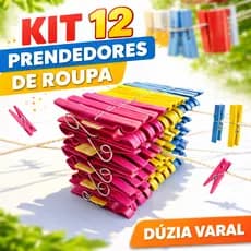 Kit com Pregadores de Roupa Plástico Reforçado - 12 a 60 Unidades
