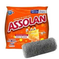 Esponja de Aço Assolan 45g 8 Unidades Limpeza Pesada Panelas Gordura Original