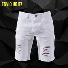 Bermuda Jeans Bermuda Masculina de Alta Qualidade Envio Hoje Short Masculino Rasgado Branco Novidade