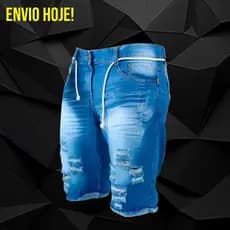 Shorts Masculino Jeans Rasgado Escuro Bermudas Jeans Rasgada Masculina Escura Short Rasgado Envio Já