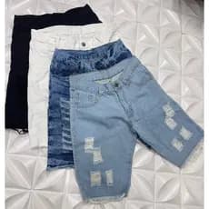 4 Bermuda Jeans Rasgada Masculina Moda Jogador Direto da Fabrica