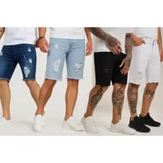 4 Bermudas Jeans Rasgada Masculino Envio Hoje Direto da Fabrica