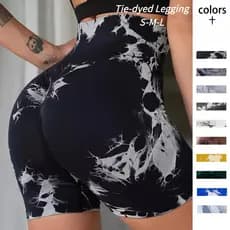 Shorts de ioga Tie-Dye/calças de três pontos de Fitness/cintura alta levantamento de quadril roupa externa ciclismo La