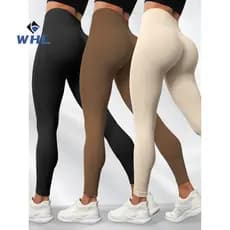 Calças compridas Hip-Lifting calças de Yoga mulheres sem costura malha magro cintura alta respirável roupa interior exte