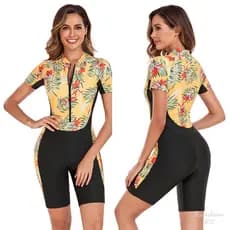 Maio Natação One-Piece Manga Curta Roupa De Surf Mergulho Grande Maiô Feminino Maio Plus Size Zíper Roupa De Praia
