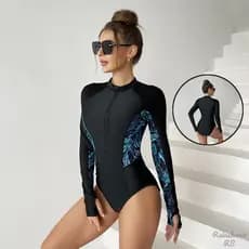 Traje De Surf Roupa De Banho/Maio Manga Longa Zíper Surf/Maiô De Praia/Maio Plus Size/Maio Natação/Maiô Feminino