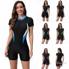 Zíper Maio Feminino Praia Maiô de Uma Peça de Manga Curta Maio Plus Size Roupa De Praia Maio Natação Roupa De Surf