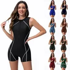 Maiô Feminino de Uma Peça Zíper Maio Feminino Manga Curta Plus Size Roupa De Praia Maio Natação Roupa De Surf