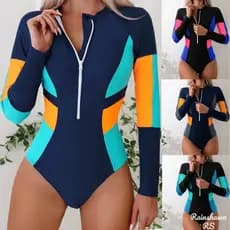 Maiô Feminino Maiô de Manga Comprida Zíper Maio Plus Size Natação Feminino Praia Roupa De Praia Grande Surf