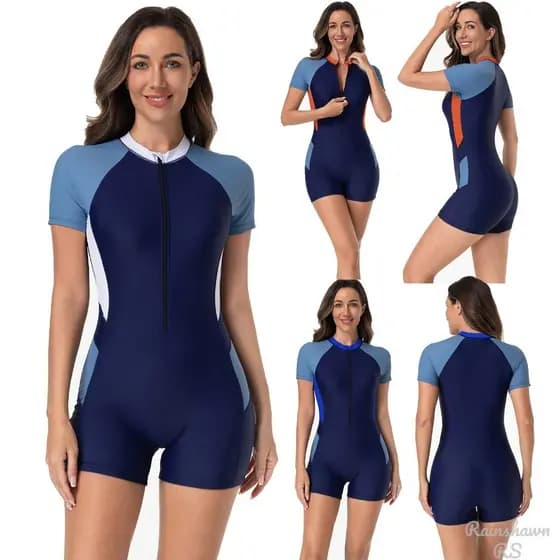 Maiô de Uma Peça Senhoras Maiô de Manga Curta Esporter Maio Feminino Praia Roupa De Praia Natação Plus Size