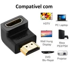 Adaptador Hdmi 90 Graus Em L Macho X Fêmea Para Tv Parede
