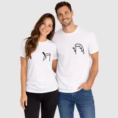 Kit Conjunto com 2 Camisetas de Casal -  Dia dos Namorados -  Meme Flork De Boa e Estressada