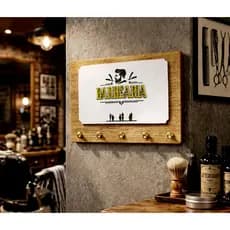 Porta Chave Barbearia Parede Decorativo BarberShop Cabelereiro Moderno Decoração Chaveiro Amadeirado