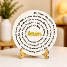 Placa Decorativa Oração Pai Nosso Decoração Enfeite Mesa Prateleira Porta Parede Quadro Casa Mandala