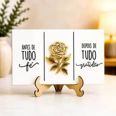 Placa Decoração Sala Fé Gratidão Quadro Minimalista Decorativo Mesa Prateleira Parede Casa Moderno
