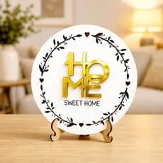 Placa Decoração Sala Home Sweet Quadro Decorativo Mesa Prateleira Parede Casa Moderno Madeira Branco
