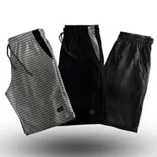 Kit 3 Bermudas Moletom Masculina Listrada Sortidas Desenho Academia Treino