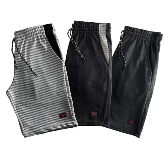 Kit 3 Bermudas de Moletom Academia Treino Atacado Masculino Plus Size do P ao G3