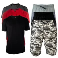 Conjunto Bermudas Moletom masculina Camiseta Masculina Basica Academia Treino Promoção Cores Sortidas