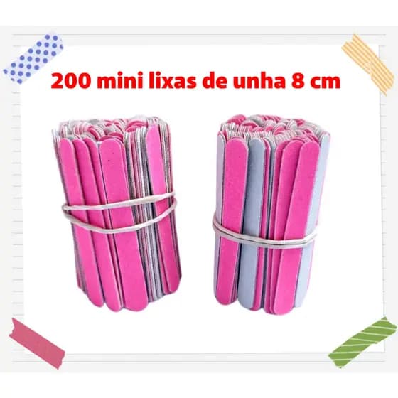 200 mini lixas de unha 8 cm Manicure Pedicure