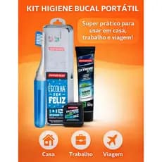 Kit Viagem de Higiene Dental para Adultos - Escova dental + Fio dental + Gel dental