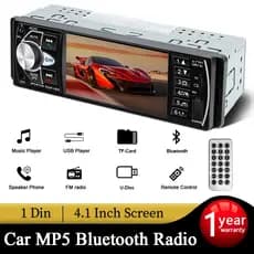 Central Multimídia MP5 Bluetooth Automotivo 1 Din USB/TF/AUX Estéreo 4.1 Polegadas