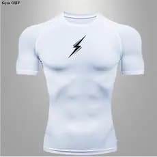 Camisa De Compressão Masculina Manga Curta Esportes Umidade Wicking Base Equipamento Camiseta Roupas De Exercício