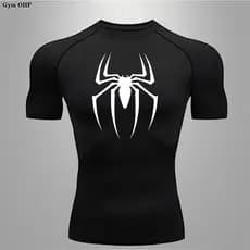 Camiseta Estampada Clássica De Compressão Masculina Fitness Roupas Esportivas Verão Manga Curta De Secagem Rápida