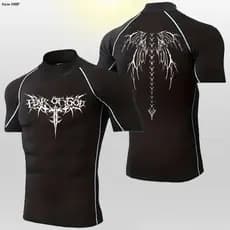 Camiseta Esportiva De Compressão Masculina Fitness Respirável Gola Alta Corrida Manga Curta