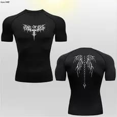 Popular Anime Impressão Dupla Camiseta Jovens Esportes Roupas De Fitness Camisetas