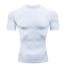 Camiseta Esportiva Leve De Verão Manga Curta Respirável Cor Sólida Compressão Apertada