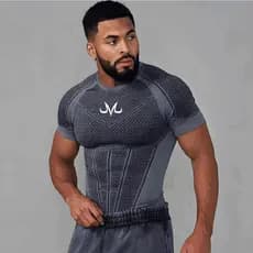 Camiseta Masculina De Compressão Sem Costura , Absorção De Umidade , Secagem Rápida , Manga Curta , Top De Academia Para