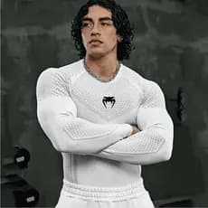 Venom Logo Camisa Masculina De Compressão De Manga Comprida , Secagem Rápida , Academia , Fitness , Treino , Corrida , E