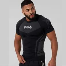 Camisa De Compressão Masculina YoungLA De Secagem Rápida Para Treino De Ginástica E Manga Curta