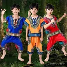 Conjunto de Fantasia de Performance de Tambor Africano para Meninos e Meninas, Roupa de Performance de Estilo Étnico de