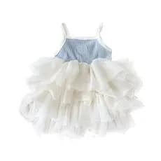 Vestido Tutu para Meninas com Alças, Saia de Tule com Babados em Múltiplas Camadas, Roupa de Festa de Princesa de Verão