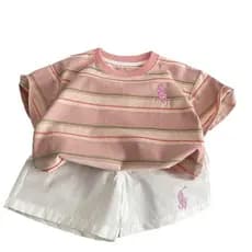 Conjunto de Camiseta Polo e Shorts para Crianças, Roupa Casual de Duas Peças para Bebês e Crianças, Uso Diário de Verão