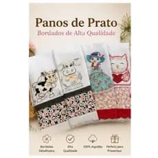 Pano de Prato Bordado Patch Aplique Premium | 100% Algodão | Modelos Variados Artesanais