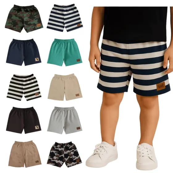 Kit Bermuda Infantil Menino Moletinho Sortido Tamanho 1 ao 14 Shorts Criança Masculino