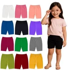 Kit Bermuda Ciclista Infantil Feminina Cotton Confortável Colorido Tam 1 ao 10 Shorts Menina