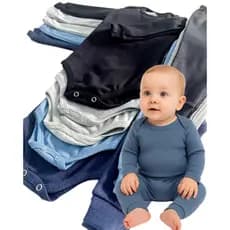 Kit 6 Peças Bebê Menino Body + Calça Mijão Pagão Ribana Canelada Longo RN ao GG 3 Body + 3 Calça