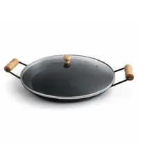 Disco de Arado Grande Com tampa de Vidro - 4cm de Profundidade Chapa Tacho de Arado Frigideira 53cm cabo a cabo