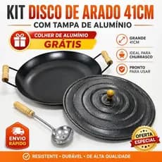 Kit Disco de Arado 41cm Grande Com Tampa + Colher de Alumínio Brinde