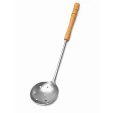 Colher Escumadeira Alumínio Grande 47cm Cabo Madeira Reforçada Cozinha Industrial Fogão A Lenha