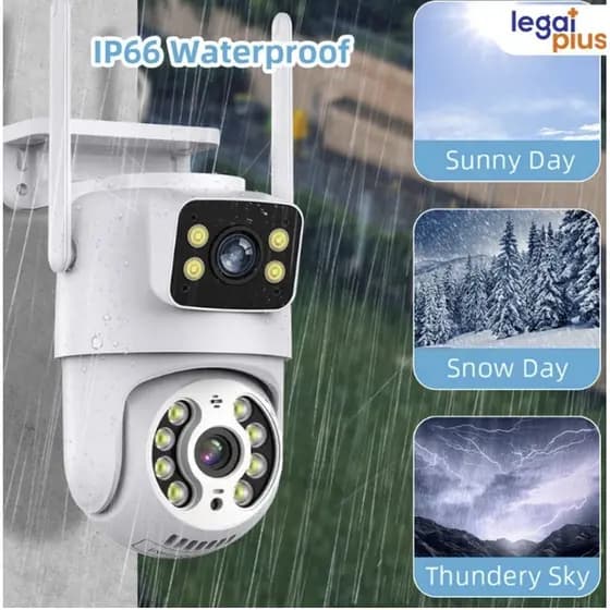 Câmera de Segurança WiFi 8MP Dual Lens PTZ | Visão Noturna Colorida | Detecção Humana IA | Áudio Bidirecional | IP66