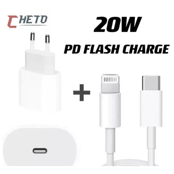 Carregador De iPhone Fonte com Cabo Carregamento Rápido 1m PD 20w