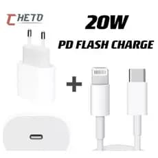Carregador De iPhone Fonte com Cabo Carregamento Rápido 1m PD 20w