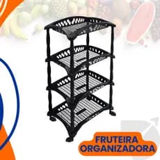 Fruteira Organizador Vertical Com Rodinhas 4 Cestos Andares