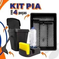 Kit Pia Porta Detergente/Rodo de Pia/Lixeira/Porta Talher Cozinha Área Gourmet Conjunto Pia