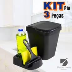 Kit Pia Porta Detergente/Rodo de Pia/Lixeira Cozinha Area Gourmet Banheiro Conjunto Pia